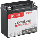 Accurat Sport AGM YTX20L-BS Motorradbatterie 20Ah 12V...