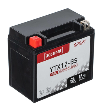 Accurat Sport GEL YTX12-BS Motorradbatterie 12Ah 12V (DIN 51012) YTX12-4 Gel12-12-BS 51012 YB12B-B2