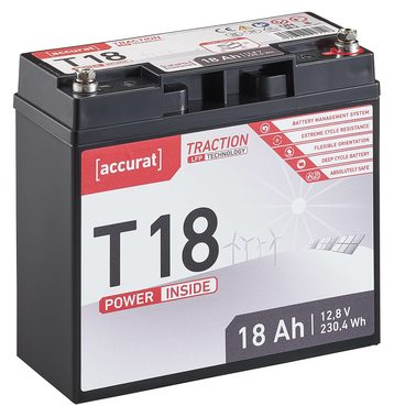Accurat Traction T18 LFP 12V LiFePO4 Lithium Versorgungsbatterie 18 Ah