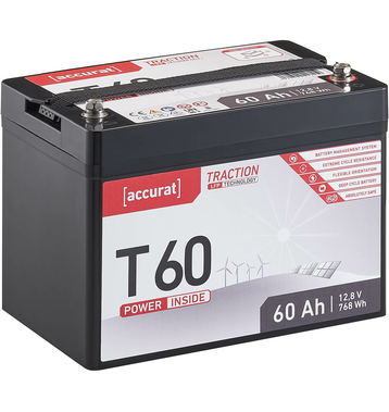 Accurat Traction T60 LFP 12V LiFePO4 Lithium Versorgungsbatterie 60 Ah