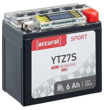 Accurat Sport GEL LCD YTZ7S Motorradbatterie 6Ah 12V