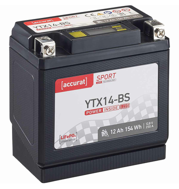 Accurat Sport LFP YTX14-BS 12 Ah Lithium Motorradbatterie