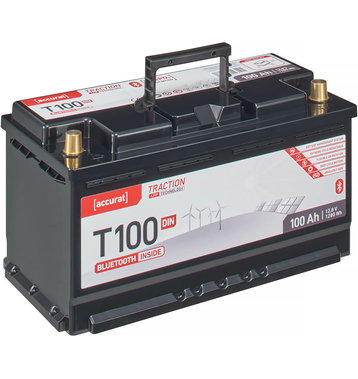 Accurat Traction T100 LFP DIN BT 12V LiFePO4 Lithium Versorgungsbatterie 100Ah (USt-befreit nach 12 Abs.3 Nr. 1 S.1 UStG)