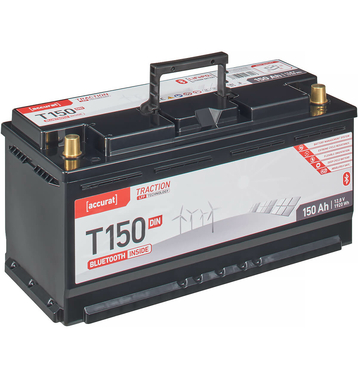 Accurat Traction T150 LFP DIN BT 12V LiFePO4 Lithium Versorgungsbatterie 150Ah (USt-befreit nach 12 Abs.3 Nr. 1 S.1 UStG)