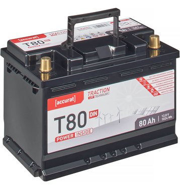 Accurat Traction T80 LFP DIN 12V LiFePO4 Lithium Versorgungsbatterie 80Ah (USt-befreit nach 12 Abs.3 Nr. 1 S.1 UStG)