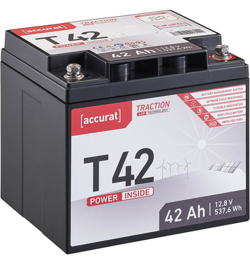 Accurat Traction T42 LFP 12V LiFePO4 Lithium Versorgungsbatterie 42 Ah (USt-befreit nach 12 Abs.3 Nr. 1 S.1 UStG)