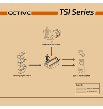 ECTIVE TSI 10 1000W/24V Sinus-Wechselrichter mit NVS- und USV-Funktion (gebraucht, Zustand gut)