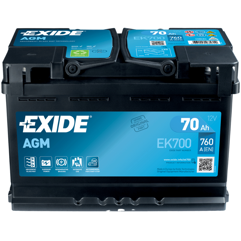 Exide EK700 AGM Autobatterie 70Ah