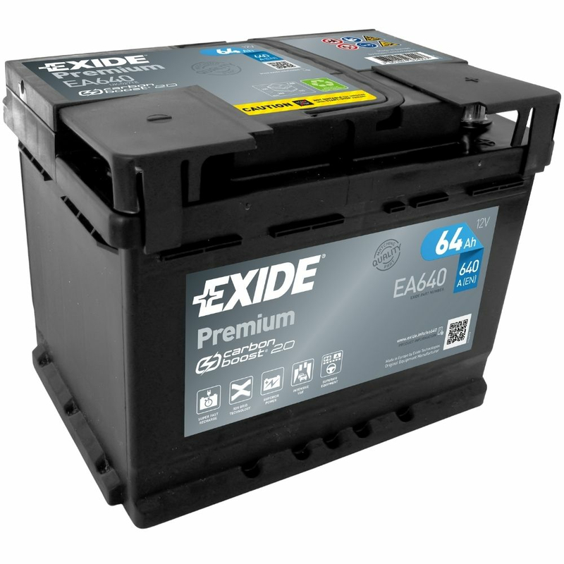 EXIDE EA640 Premium Carbon Boost Car Battery 12V 64Ah 640A Starter
