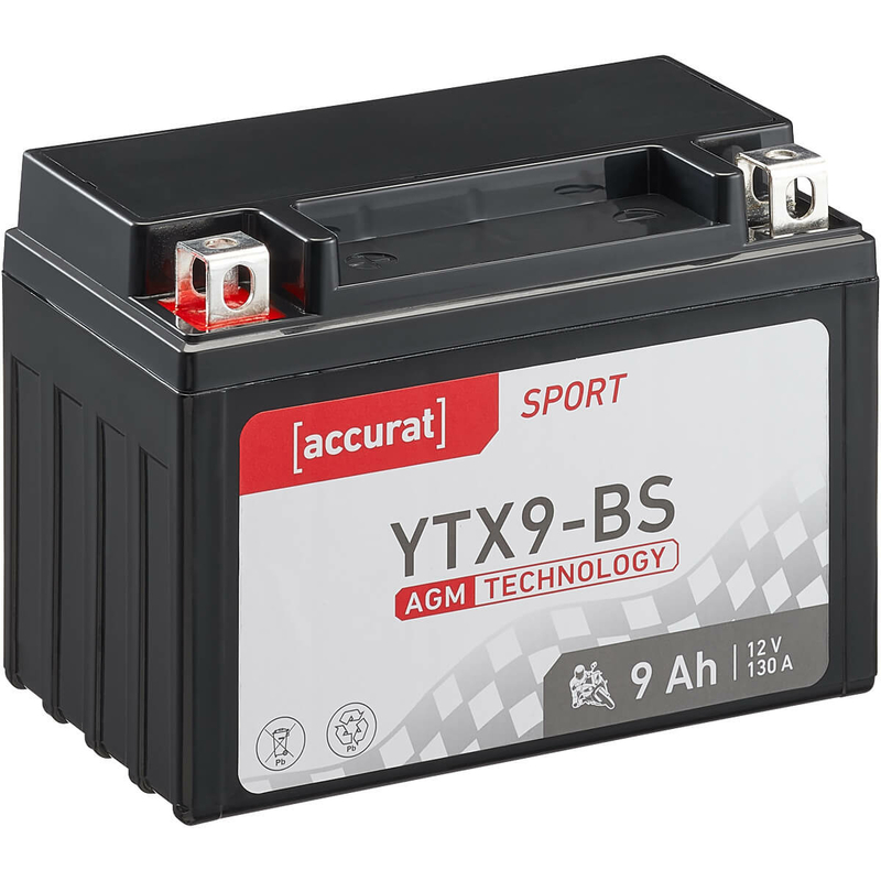 Accurat Sport AGM YTX9-BS Motorradbatterie 9Ah 12V