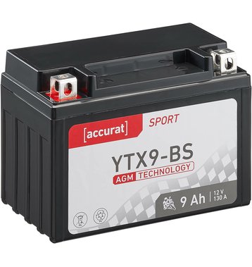Accurat Sport AGM YTX9-BS Motorradbatterie 9Ah 12V (DIN 50812) CTX9-BS YTX9-4 YTX9BS