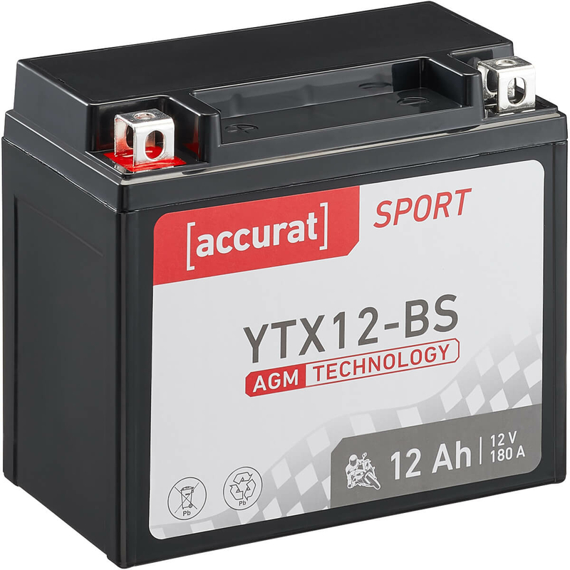 Accurat Sport AGM YTX12-BS Motorradbatterie 12Ah 12V