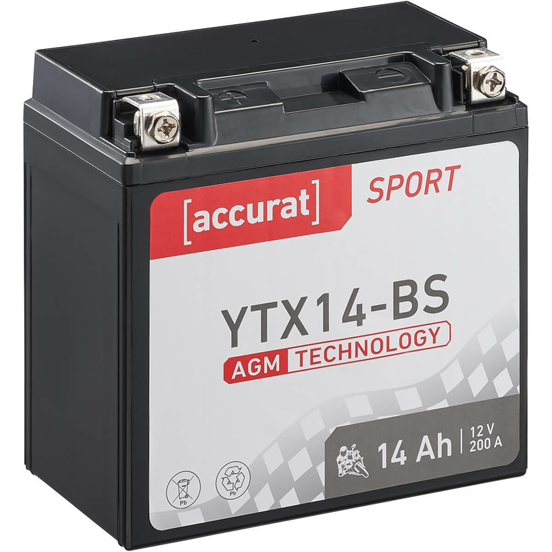 YUASA AGM YTX14-BS 12Ah Batteries moto 12V (DIN 51214)