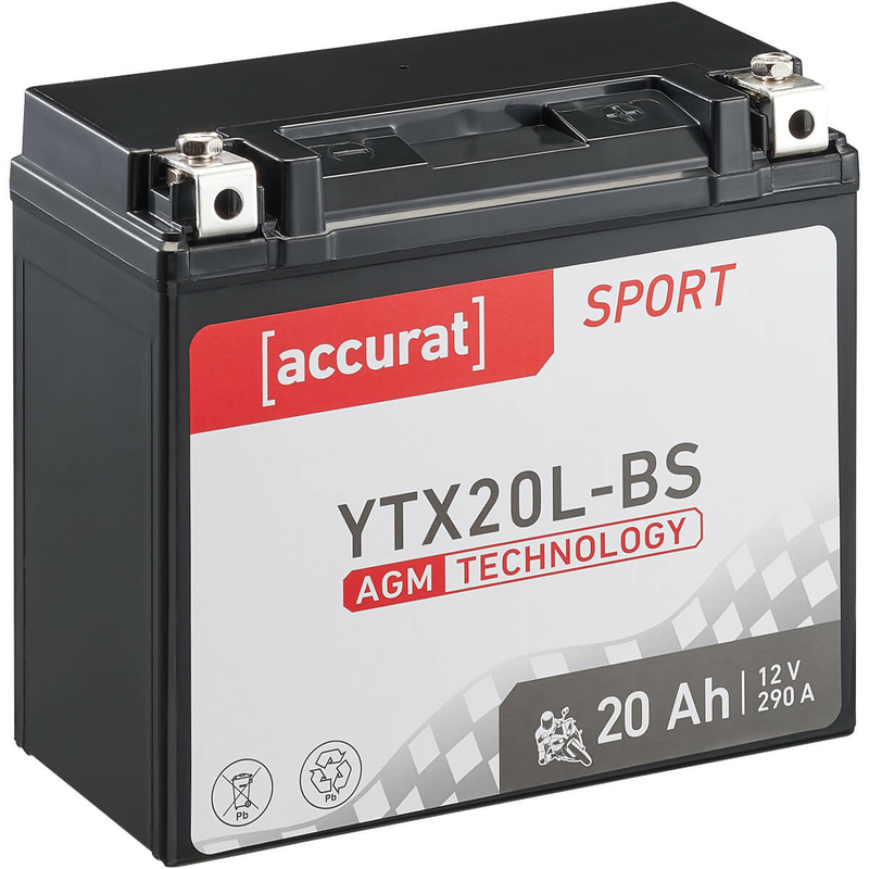 Accurat Sport AGM YTX20L-BS Motorradbatterie 20Ah 12V