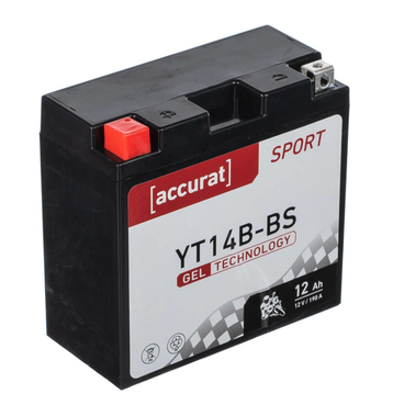 Accurat Sport GEL YT14B-BS Motorradbatterie 12Ah 12V (DIN 51201) YT14B-4 GEL12-14B-4 YG14B-4