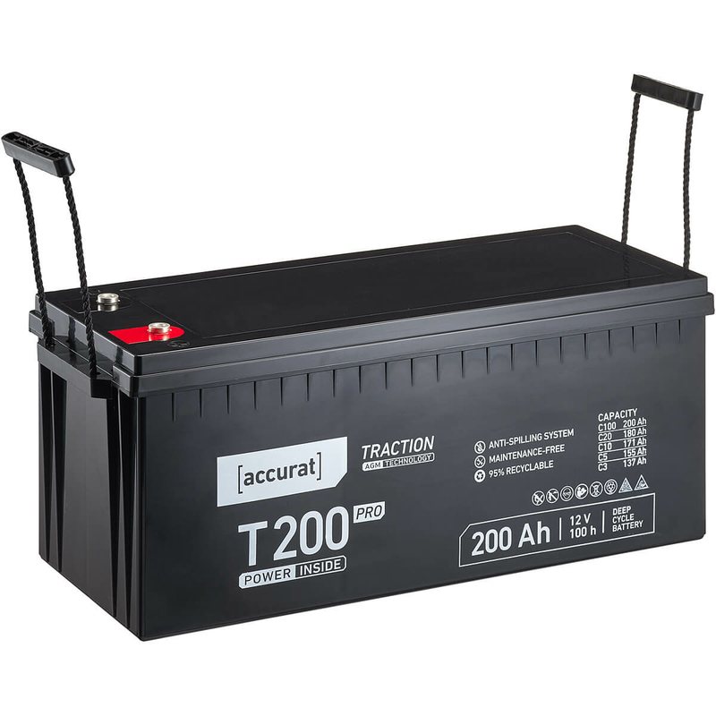 Accurat Traction T200 Pro AGM 12V Versorgungsbatterie 200Ah