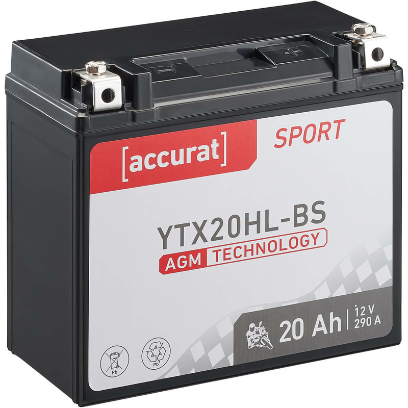 Accurat Sport AGM YTX20HL-BS Motorradbatterie 20Ah 12V