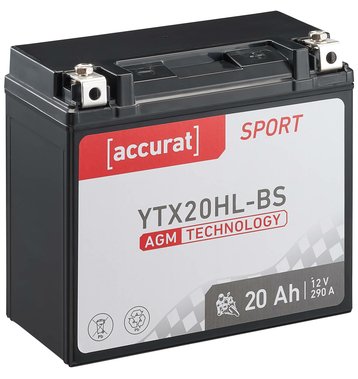 Accurat Sport AGM YTX20HL-BS Motorradbatterie 20Ah 12V (DIN 81800 / DIN 82003)