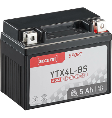 Accurat Sport AGM YTX4L-BS Motorradbatterie 5Ah 12V (DIN 50314)