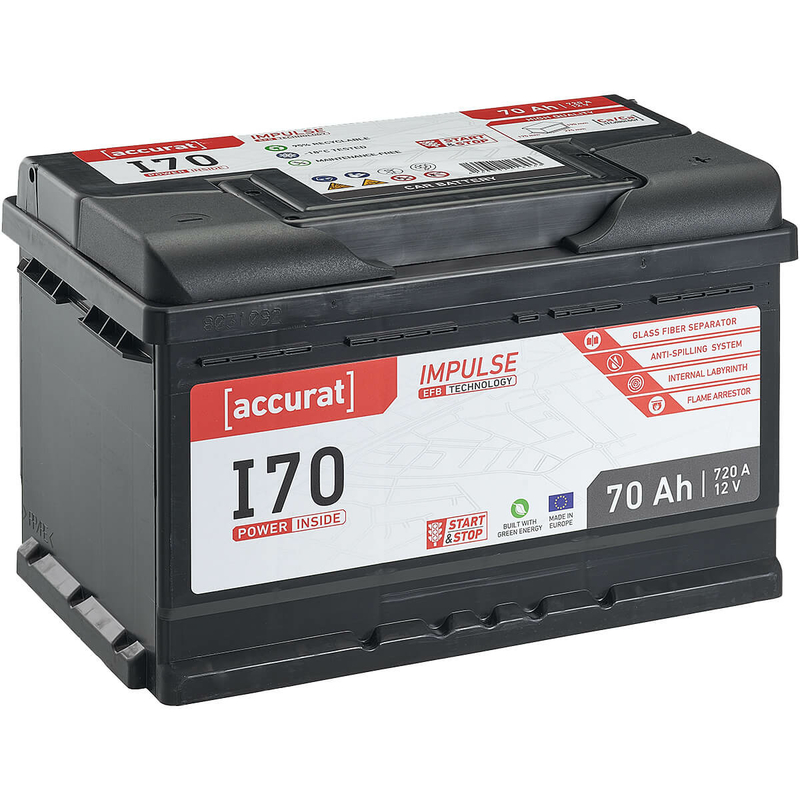 Accurat Impulse I70 Autobatterie 70Ah EFB