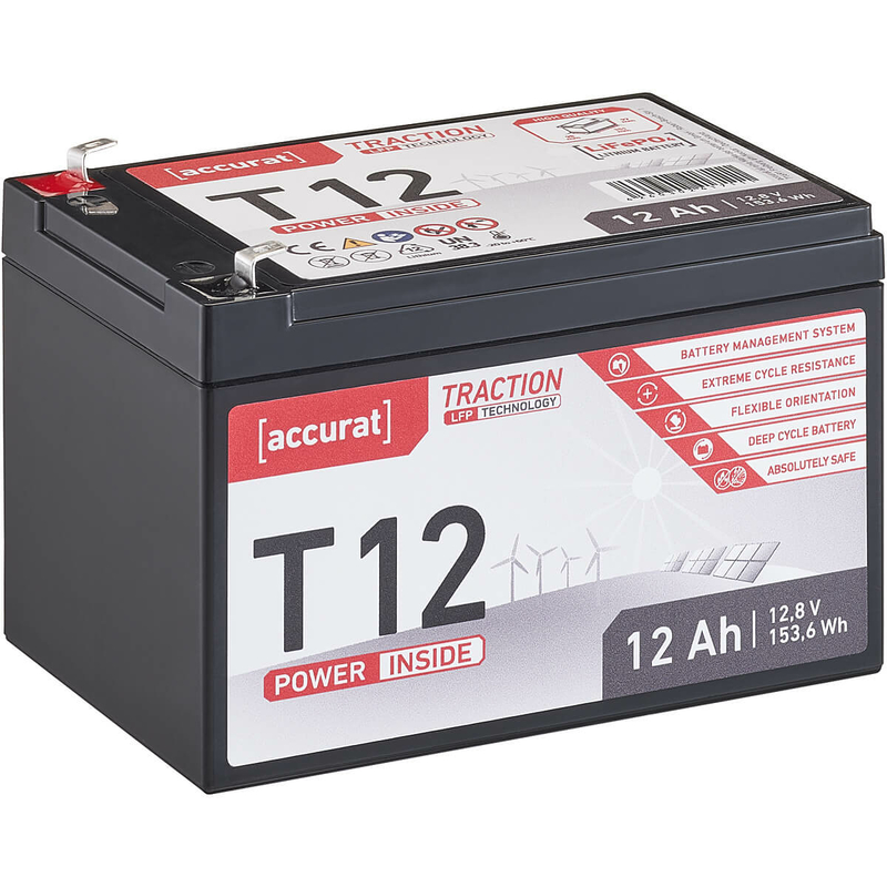 Accurat Traction T12 12V LFP Lithium Versorgungsbatterie 12Ah
