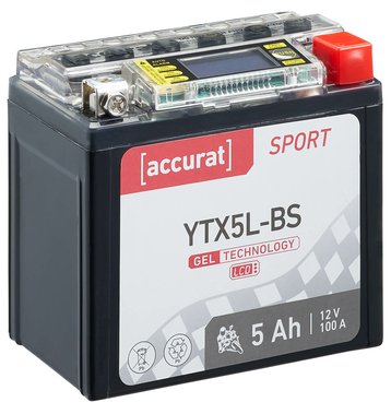 Accurat Sport GEL LCD YTX5L-BS Motorradbatterie 5Ah 12V