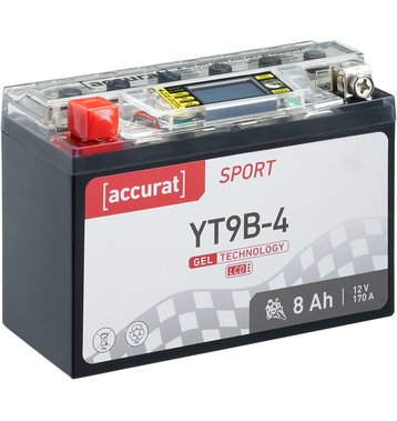 Accurat Sport GEL LCD YT9B-4 Motorradbatterie 8Ah 12V