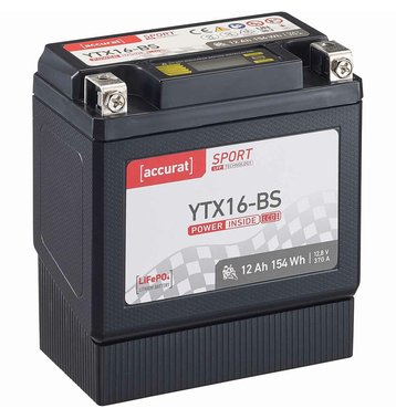 Accurat Sport LFP YTX16-BS 12 Ah Lithium Motorradbatterie