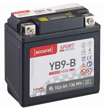 Accurat Sport LFP YB9-B 10,6 Ah Lithium Motorradbatterie