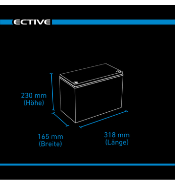 ECTIVE LC 100L LT 12V LiFePO4 Lithium Versorgungsbatterie 100 Ah (USt-befreit nach §12 Abs.3 Nr. 1 S.1 UStG)