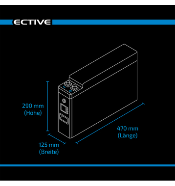 ECTIVE LC 120 SLIM BT 12V LiFePO4 Lithium Versorgungsbatterie 120Ah (USt-befreit nach §12 Abs.3 Nr. 1 S.1 UStG)