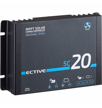 ECTIVE SC 20 SILENT Lüfterloser MPPT Solar-Laderegler für 12/24V Versorgungsbatterien 240Wp/480Wp 50V 20A (USt-befreit nach §12 Abs.3 Nr. 1 S.1 UStG)