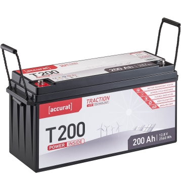 Accurat Traction T200 LFP 12V LiFePO4 Lithium Versorgungsbatterie 200 Ah (USt-befreit nach 12 Abs.3 Nr. 1 S.1 UStG)
