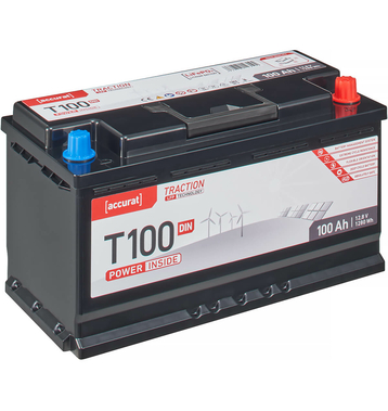 Accurat Traction T100 LFP DIN 12V LiFePO4 Lithium Versorgungsbatterie 100Ah (USt-befreit nach 12 Abs.3 Nr. 1 S.1 UStG)