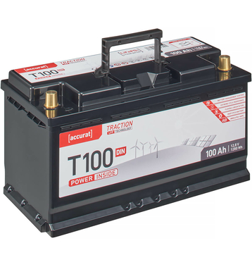 Accurat Traction T100 LFP DIN 12V LiFePO4 Lithium Versorgungsbatterie 100Ah (USt-befreit nach §12 Abs.3 Nr. 1 S.1 UStG)
