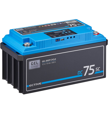 ECTIVE DC 75SC GEL Deep Cycle mit PWM-Ladegert und LCD-Anzeige 75Ah Versorgungsbatterie (USt-befreit nach 12 Abs.3 Nr. 1 S.1 UStG)