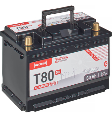 Accurat Traction T80 LFP DIN BT 12V LiFePO4 Lithium Versorgungsbatterie 80Ah (USt-befreit nach §12 Abs.3 Nr. 1 S.1 UStG)