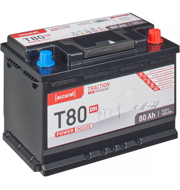 Accurat Traction T80 LFP DIN 12V LiFePO4 Lithium Versorgungsbatterie 80Ah (USt-befreit nach §12 Abs.3 Nr. 1 S.1 UStG)