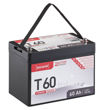 Accurat Traction T60 LFP 12V LiFePO4 Lithium Versorgungsbatterie 60 Ah (USt-befreit nach §12 Abs.3 Nr. 1 S.1 UStG)